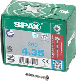 Spax Spaanplaatschroef cilinderkop RVS T-Star T20 4.0x35mm (per 200 stuks)