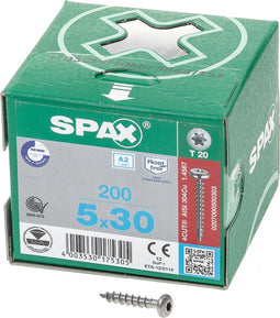Spax Spaanplaatschroef cilinderkop RVS T-Star T20 5.0x30mm (per 200 stuks)