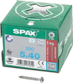 Spax Spaanplaatschroef cilinderkop RVS T-Star T20 5.0x40mm (per 200 stuks)