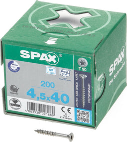 Spax Spaanplaatschroef RVS Torx 4.5 x 40 - 200 stuks