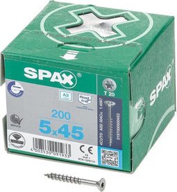 Spax Spaanplaatschroef RVS Torx 5.0 x 45 - 200 stuks