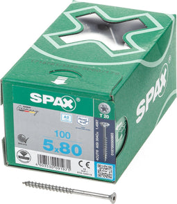 Spax Spaanplaatschroef RVS Torx 5.0 x 80 - 100 stuks
