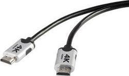 SpeaKa Professional SP-6344128 HDMI-kabel HDMI Aansluitkabel HDMI-A-stekker 1.00 m Zwart 4K UHD, Audio Return Channel (