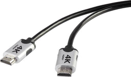 SpeaKa Professional SP-6344136 HDMI-kabel HDMI Aansluitkabel HDMI-A-stekker 2.00 m Zwart 4K UHD, Audio Return Channel (