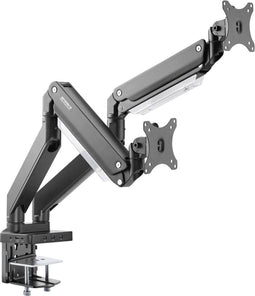 SpeaKa Professional SP-MM-830 2-voudig Monitor-tafelbeugel 43,2 cm (17) - 88,9 cm (35) Geïntegreerd dockingstation, Gasdruktechniek, Kantelbaar, Zwenkbaar