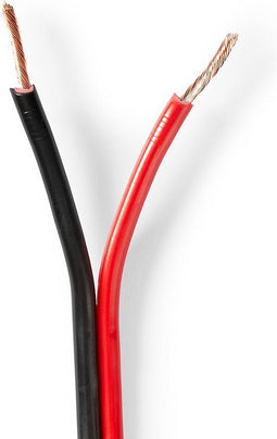 Speaker-Kabel - 2x 1.50 mm² - Koper - 25.0 m - Rond - PVC - Rood / Zwart - Rol