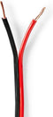 Speaker-Kabel - 2x 1.50 mm² - Koper - 25.0 m - Rond - PVC - Rood / Zwart - Rol