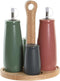 Specerijenset DKD Home Decor 19 x 16 x 22,5 cm Natuurlijk Roze Rubberwood Wit Groen Keramiek