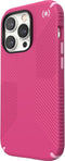 Speck hoesje geschikt voor Apple iPhone 14 Pro Max - Ultieme Bescherming en Grip - Luxe Soft-touch Afwerking - Valbescherming gecertificeerd tot 4 meter - Microban Antibacterieel - Presidio2 Grip lijn - Roze