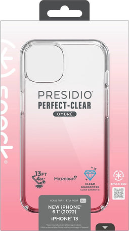 Speck hoesje geschikt voor Apple iPhone 14 - Slank - Kristalhelder - Valbescherming gecertificeerd tot 4 meter - Microban Antibacterieel - Presidio Perfect Clear lijn - Roze Transparant