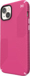 Speck hoesje geschikt voor Apple iPhone 15 Plus en iPhone 14 Plus - Ultieme Bescherming en Grip - Luxe Soft-touch Afwerking - Valbescherming gecertificeerd tot 4 meter - Microban Antibacterieel - Presidio2 Grip lijn - Roze