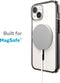 Speck hoesje geschikt voor Apple iPhone 15 Plus en iPhone 14 Plus - Kristalhelder - MagSafe - Valbescherming tot 4 meter - Microban Antibacterieel - Presidio Perfect Clear lijn - Zwart Transparant