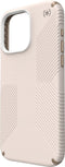 Speck hoesje geschikt voor Apple iPhone 15 Pro Max - Ultieme Bescherming en Grip - Luxe Soft-touch Afwerking - Valbescherming gecertificeerd tot 4 meter - Microban Antibacterieel - Presidio2 Grip lijn - Beige Geel