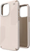 Speck hoesje geschikt voor Apple iPhone 15 Pro Max - Ultieme Bescherming en Grip - Luxe Soft-touch Afwerking - Valbescherming gecertificeerd tot 4 meter - Microban Antibacterieel - Presidio2 Grip lijn - Beige Geel
