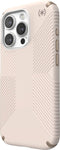 Speck hoesje geschikt voor Apple iPhone 15 Pro - Ultieme Bescherming en Grip - Luxe Soft-touch Afwerking - Valbescherming gecertificeerd tot 4 meter - Microban Antibacterieel - Presidio2 Grip lijn - Beige Geel