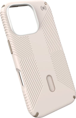 Speck hoesje geschikt voor Apple iPhone 16 Pro - Ultieme Bescherming en Grip - Luxe Soft-touch Afwerking - Valbescherming gecertificeerd tot 4 meter - Microban Antibacterieel - Presidio2 Grip lijn - Beige Geel