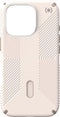 Speck hoesje geschikt voor Apple iPhone 16 Pro - Ultieme Bescherming en Grip - Luxe Soft-touch Afwerking - Valbescherming gecertificeerd tot 4 meter - Microban Antibacterieel - Presidio2 Grip lijn - Beige Geel