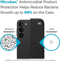 Speck hoesje geschikt voor Samsung Galaxy S23 Plus - Ultieme Bescherming en Grip - Luxe Soft-touch Afwerking - Valbescherming gecertificeerd tot 4 meter - Microban Antibacterieel - Presidio2 Grip lijn - Zwart