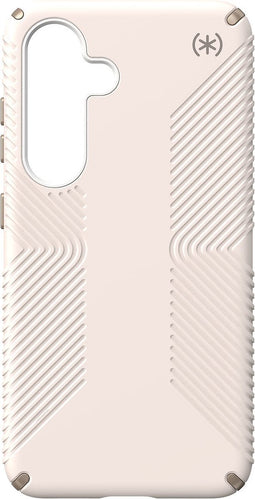 Speck hoesje geschikt voor Samsung Galaxy S25 - Ultieme Bescherming en Grip - Luxe Soft-touch Afwerking - Valbescherming gecertificeerd tot 4 meter - Microban Antibacterieel - Presidio2 Grip lijn - Beige Wit
