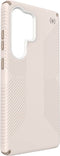 Speck hoesje geschikt voor Samsung Galaxy S25 Ultra - Ultieme Bescherming en Grip - Luxe Soft-touch Afwerking - Valbescherming gecertificeerd tot 4 meter - Microban Antibacterieel - Presidio2 Grip lijn - Beige Wit