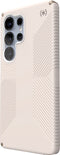 Speck hoesje geschikt voor Samsung Galaxy S25 Ultra - Ultieme Bescherming en Grip - Luxe Soft-touch Afwerking - Valbescherming gecertificeerd tot 4 meter - Microban Antibacterieel - Presidio2 Grip lijn - Beige Wit