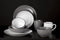 Speckle Grey plat bord 27cm met zwarte boord Set van 6