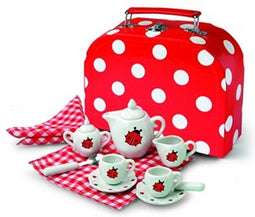 Speelgoed Theeserviesje in Koffer - Theeset Porselein - Lieveheersbeestje - Simply for Kids