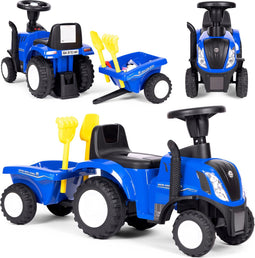 Speelgoed tractor - met aanhanger - interactief stuur - blauw