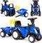 Speelgoed tractor - met aanhanger - interactief stuur - blauw