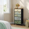 Woltu SSK004pw - Ladekast - 5 Stoffen Lades - Vintage Bloemmotief - Rustiek Bruin - 45,5x95,5x30 cm