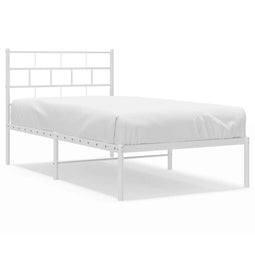 vidaXL - Bedframe - met - hoofdbord - metaal - wit - 100x190 - cm