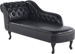 NIMES - Chaise longue - Zwart - Linkerzijde - Kunstleer
