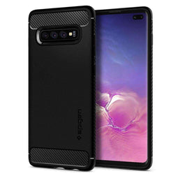 Spigen Backcase hoesje Rugged Armor Samsung S10 Plus Zwart