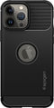 Spigen Rugged Armor TPU met Air Cushion carbonvezels hoesje geschikt voor iPhone 13 Pro - zwart