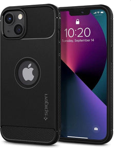 Spigen Rugged Armor TPU met Air Cushion carbonvezels hoesje voor iPhone 13 mini - zwart
