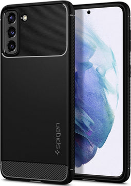 Spigen - Samsung Galaxy S21 Hoesje - Back Case Rugged Armor Mat Zwart