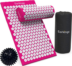 Spijkermat Acupressuur Mat - Shakti Mat met Massagebal en Draagtas - Massagemat 68x42x2 cm Earkings - Roze
