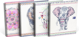 Spiraalblok oxford boho chic a4 lijn assorti - 5 stuks