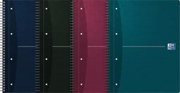 Spiraalblok Oxford Essentials A4+ 90vel 4-gaats ruit 5mm assorti