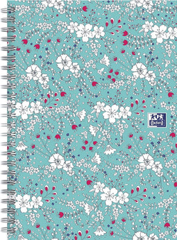 Spiraalblok oxford floral b5 lijn 60vel turquoise - 5 stuks