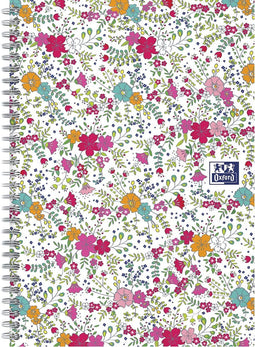 Spiraalblok oxford floral b5 lijn 60vel wit - 5 stuks