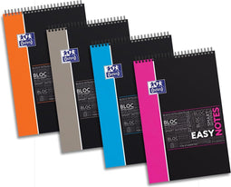 Spiraalblok Oxford Student Easynotes A4+ 4-gaats lijn 80vel assorti