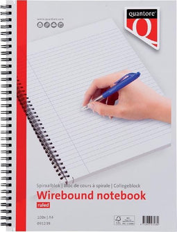 Spiraalblok Quantore A4 gelinieerd met zijspiraal - pak 5 stuks