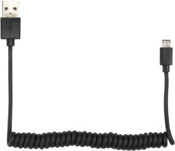 Spiraalkabel Usb 2.0 A Mannelijk Naar Micro-Usb 5P Mannelijk - Zwart - 1,50 M