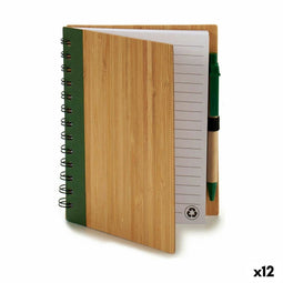 Spiraalnotitieblok met Pen Pincello 1711113 14 x 18 cm Bamboe (12 Stuks)