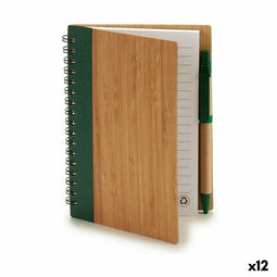 Spiraalnotitieblok met Pen Pincello AR1810133 1 x 16 x 12 cm Bamboe (12 Stuks)