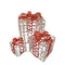 SPLENDEO Set van 3 Verlichte Cadeautjes - 1 Groot 1 Medium 1 Klein - Acryl - 60 lampen - witte LED