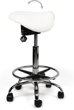 Split-zit ergonomische zadelkruk Wit zithoogte 50CM t/m 68CM Met voetring