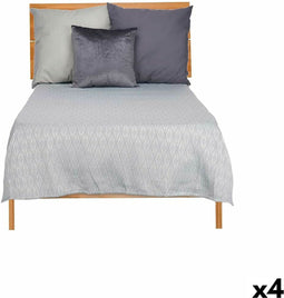 Sprei 180 x 260 cm Ruiten Grijs (4 Stuks)