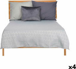 Sprei 240 x 260 cm Ruiten Grijs (4 Stuks)